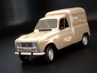 Renault 4 Van French Bakery Low-poly 3D model