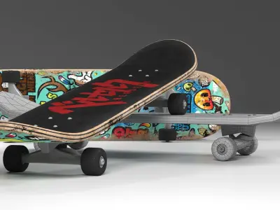skateboard two skateboards Low-poly 3D model