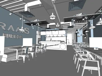 Burger House Restaurant Interior Design model 3D model