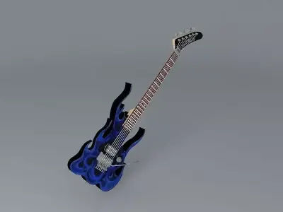 J Frog blue flame guitar Free 3D model