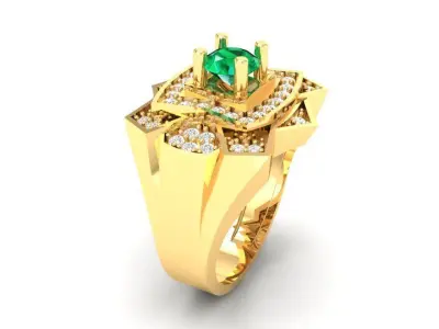 Luxury Multi Layer Emerald Diamond Ring for Men 321 3D print model