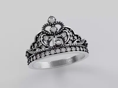 Ring 15 Years Crown - Anillo 15 Anios Corona 3D print model