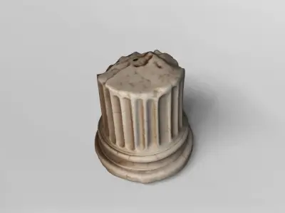 Ancient Broken Marble Column Base 3D model