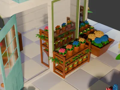 Flower Shop Low-poly 3D model