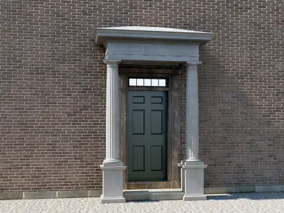 Portico Entrance Porch Door Surround with Doric Column  3D model