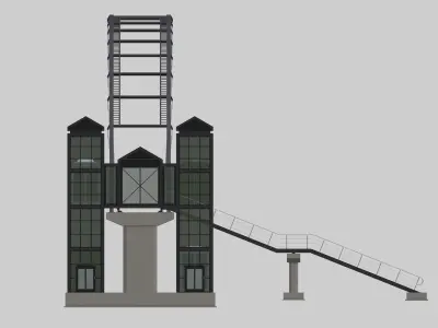 Modern Steel Pedestrian Bridge 3D model