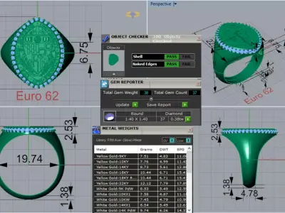Johns Hopkins University Yellow Gold stl Ring Model mr0267 3D print model