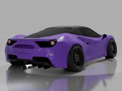 Ferarri 488 Wide body kit Low-poly 3D model