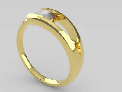 solih gold ring with diamond in center Free 3D print model