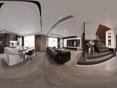 Modern living room dining room interior scenes 371 3D model