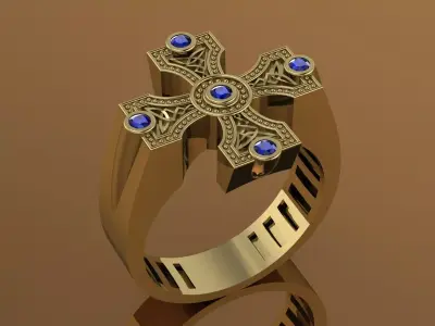 Mens Cross Ring Brand Jewelry Luxury 3D print model
