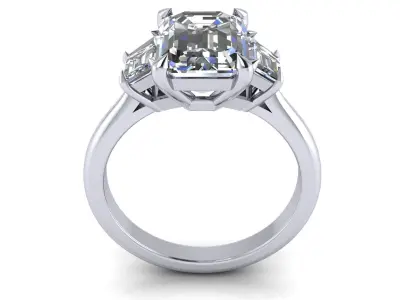 Cut Emerald Wedding Ring 3D print model
