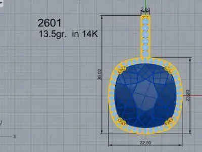 Cushion Halo Pendant 2601 3D print model