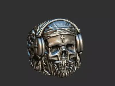 Skull ring in bandala 3D print model