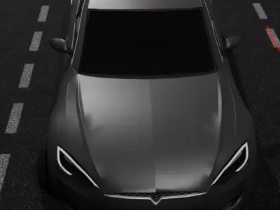 Tesla Model S driving on road 3D model