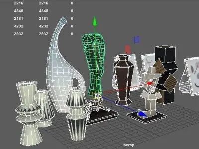 Interior Decoration Object Vase Sculpture Photo Set Low-poly 3D model