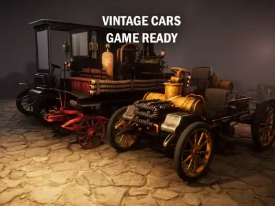 Vintage cars Low-poly 3D model