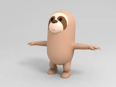 Rigged Cartoon Sloth 3D model