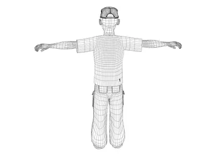 skateboarder 3D Model man in shirt 3D model