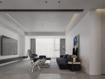 Modern living room dining room interior scenes 133 3D model