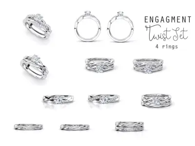 twist ring set  3D print model