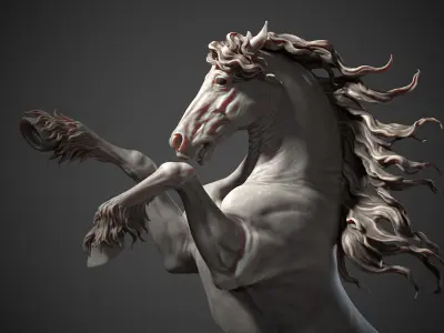 Rearing Friesian horse  - 3D Sculpting 3D print model