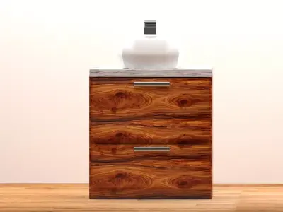 Modern Wooden Sink Cabinet with Marble Countertop Free 3D model