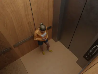 Elevator and building 3D model