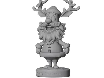 Santa Reindeer Hybrid Creature Figurine for Holiday  3D print model