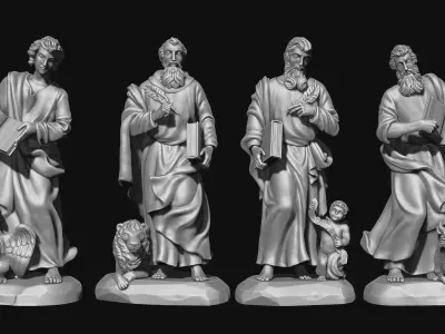 The Four Evangelist - CNC Rounting - Wood - Stone - Metal 3D print model