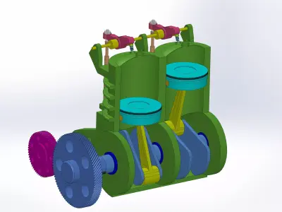 Two Cylinder Engine 3D model