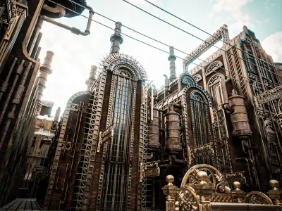 STEAMPUNK INDUSTRIAL BUILDING 8 Low-poly 3D model