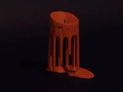 Melting Candle Low-poly 3D model