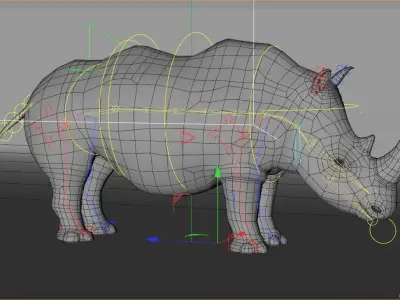 Rhino 3d model rigged  Low-poly 3D model
