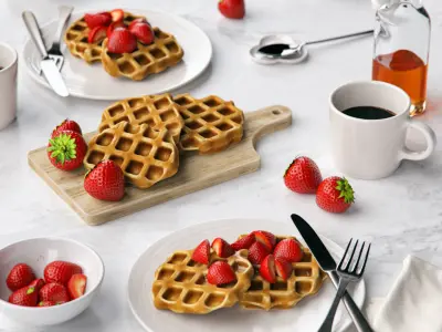 Waffles breakfast 3D model