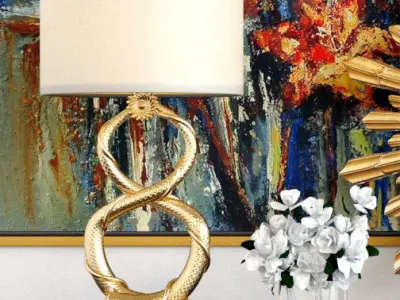 Set-146 sideboard with two lamps and mirror 3D model