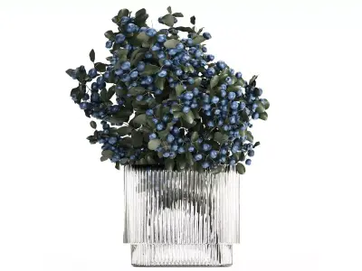 Bouquet Of Blueberry Branches In A Modern Glass 500 3D model