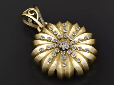 Spiral Bloom Diamond Pendant 3D print model