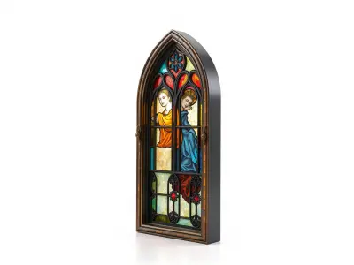 Gothic Stained Glass Window Medieval Symbolism model pack Low-poly 3D model