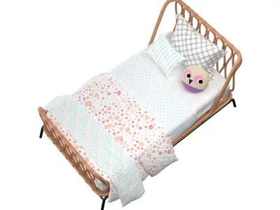 Rattan Kids Twin Bed 3D model