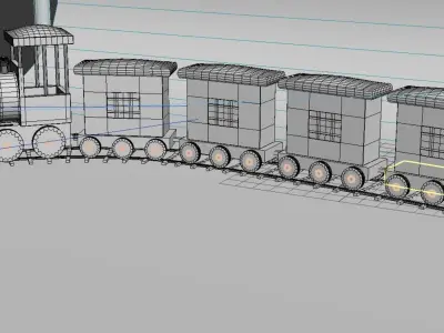 Train wooden 3D model