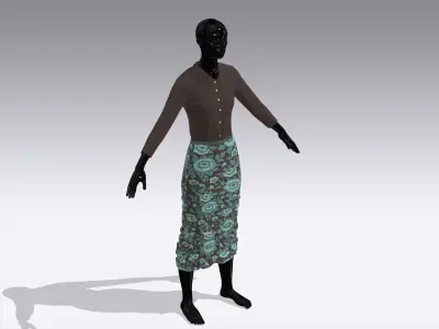 Woman Cloth Dress Low-poly 3D model 5