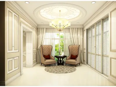 Interior decoration of the first floor of a large house 3D model