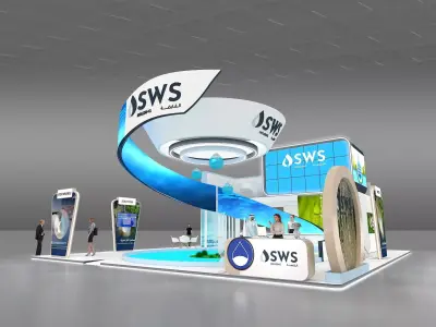 14x13m exhibition stand All side open 3D model