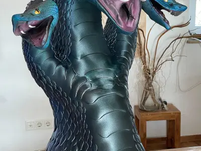 Harlequin Snake - Fantasy - with 3 Heads 3D print model