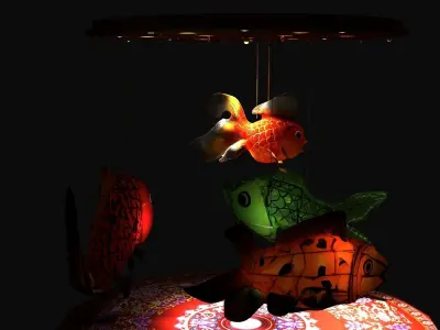 Chinese fish  lantern  Low-poly 3D model purchase
