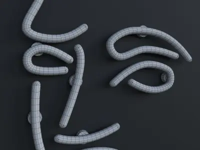 Neon Set 3 barber shop sign 3D model