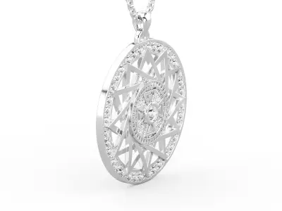 Round pendant with stones and a cross in the center 3D print model