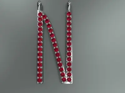 Diamond Letter N Pendant Gold Silver Platinum Luxury Jewelry 3D print model