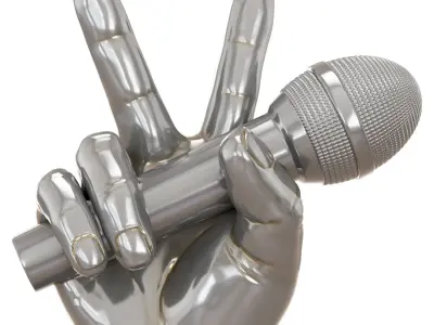 Figurine of a hand with a microphone 3D model